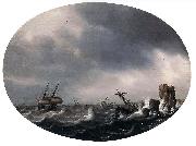 Simon de Vlieger Stormy Sea Germany oil painting artist